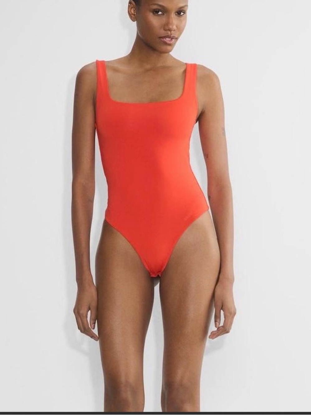 Aritzia Orange Scoop-Neck One-Piece Bodysuit